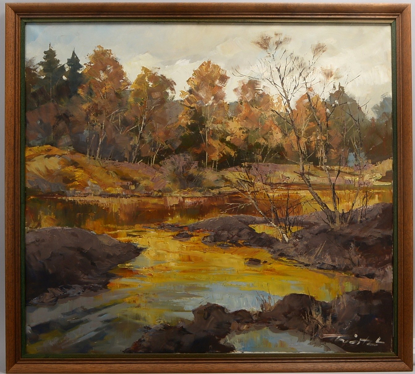 Trätzl, Rober, 'Herbst im Isartal', Öl/Lw, sign.; Rahmenmaße 99 x 109 cm