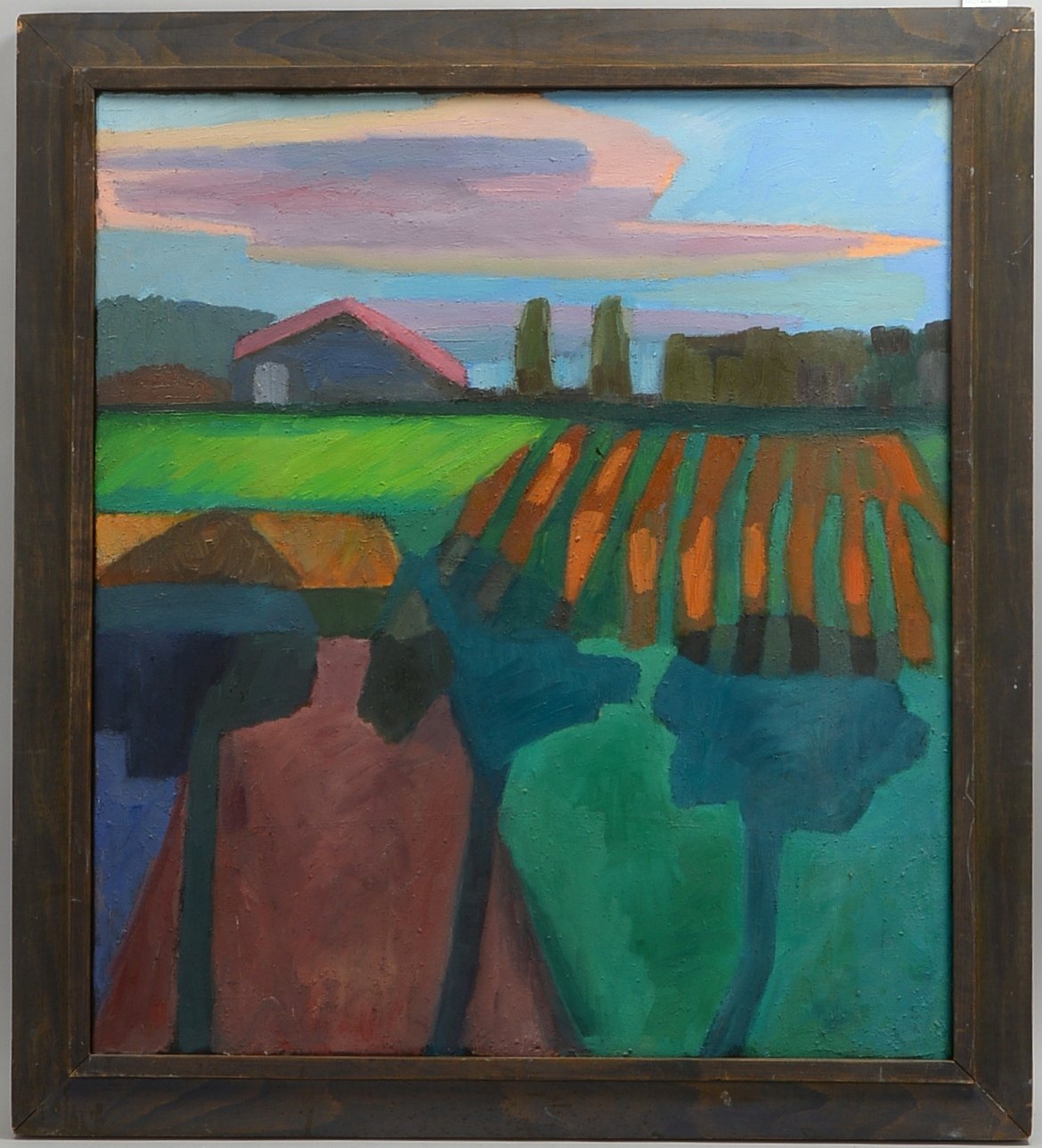 Dering-Völker, Elisabeth, 'Baumschatten', Öl/Lw, verso sign./dat.; Rahmenmaße 105 x 94 cm