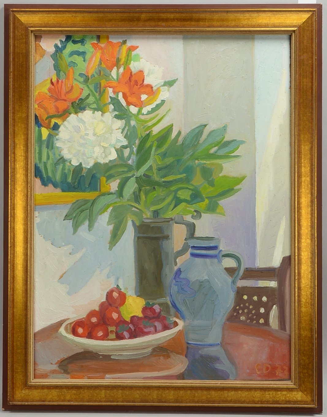 Dering-Völker, Elis., 'Stillleben...', Öl/Malplatte, sign./dat.; Rahmenmaße 93,5 x 73,5 cm