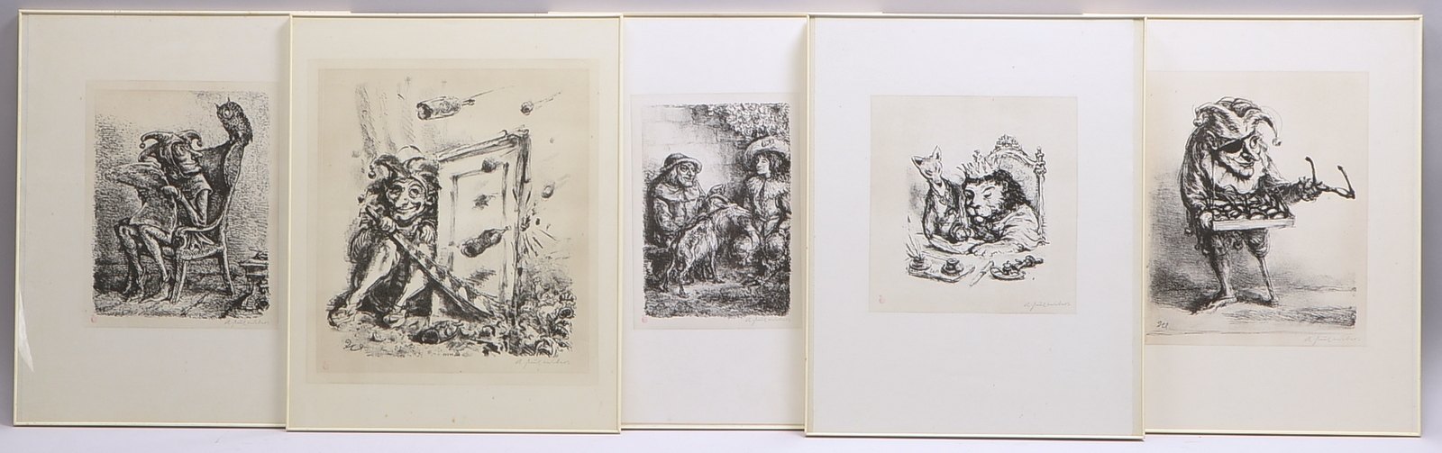 Weber, Paul, 5x Lithografien, versch. Themen, hinter Glas; Rahmenmaße 50,5 x 40,5 cm
