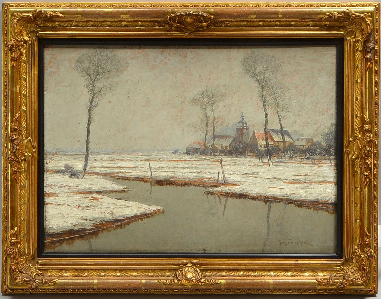 Wirth, Willy F., 'Winterl. Dorfansicht'; Öl auf Holz, sign.; Rahmenmaße 54 x 70 cm