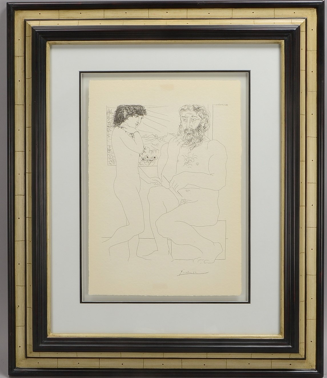 Picasso, Pablo, 'Bildhauer mit Modell', Druckgrafik, hinter Glas; Rahmenmaße 80 x 67,5 cm