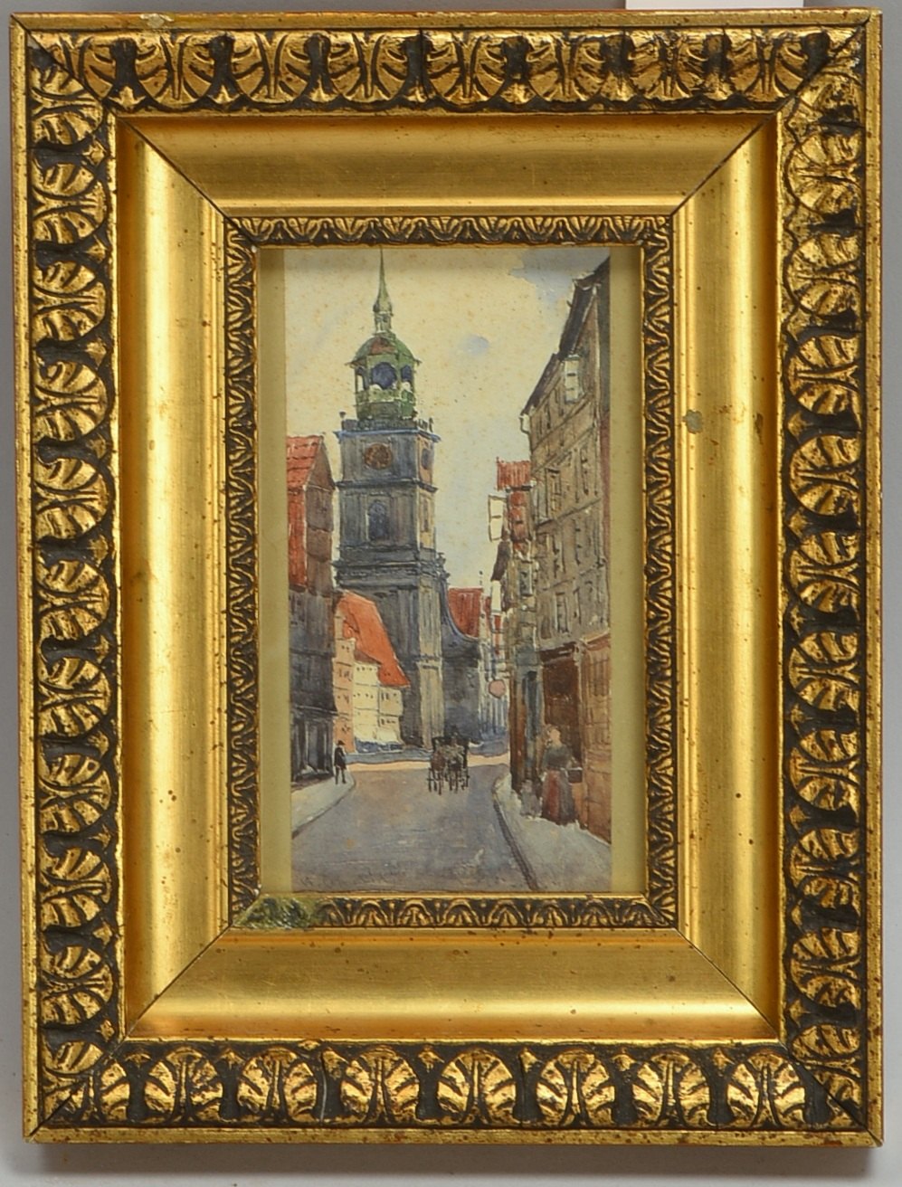 Chmielinski, Wladyslaw (zugeschr.), 'Kutsche...', Aquarell, unsign., hinter Glas