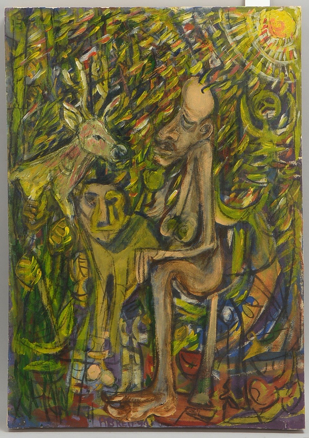 Gemälde, 'Abstr. Dschungelszene', Öl/Lw, unles. sign./dat.; Bildmaße 70,5 x 49,5 cm