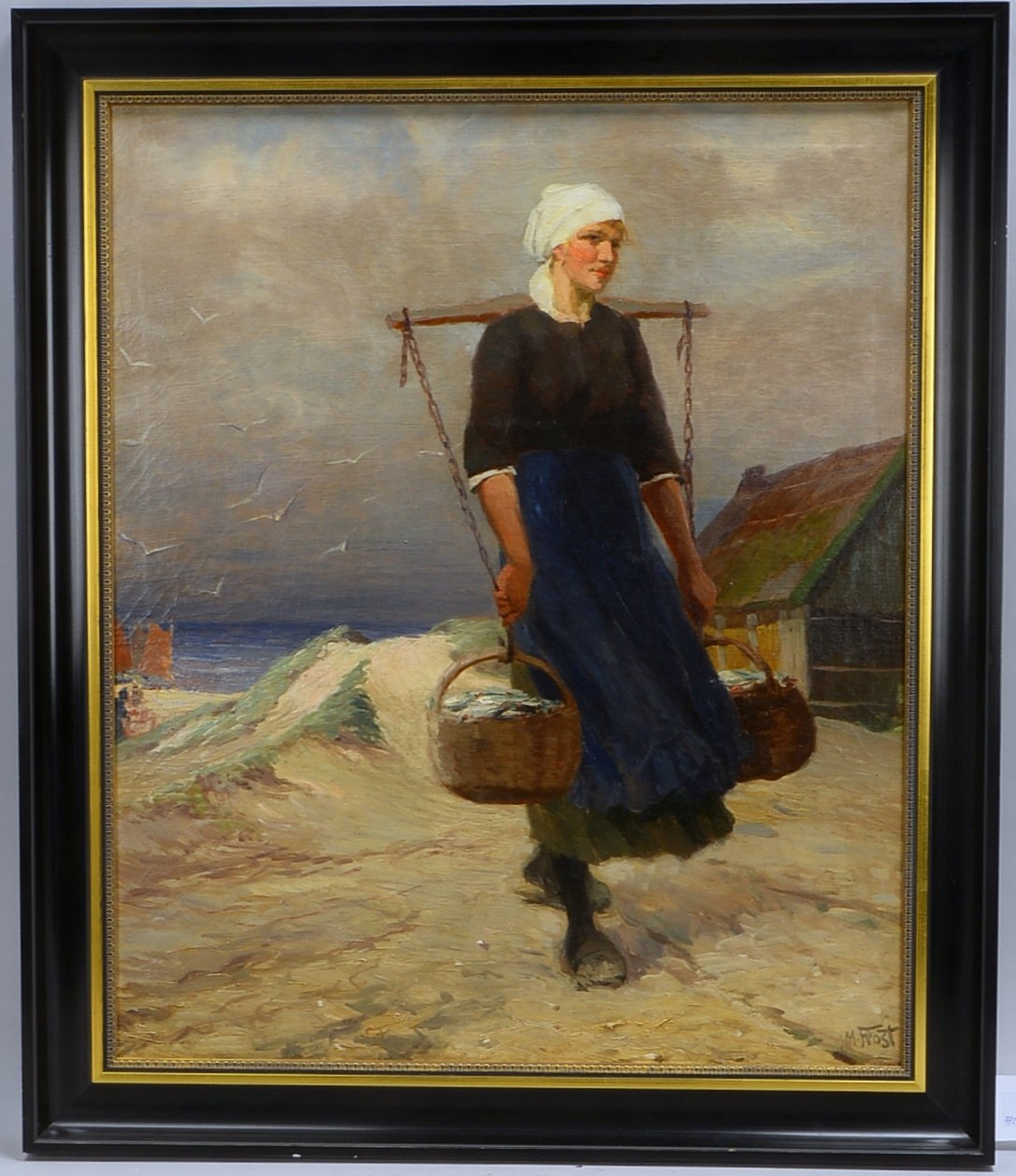 Frost, Martin, 'Friesische Fischersfrau', Öl/Lw, sign.; Rahmenmaße 68,5 x 58 cm