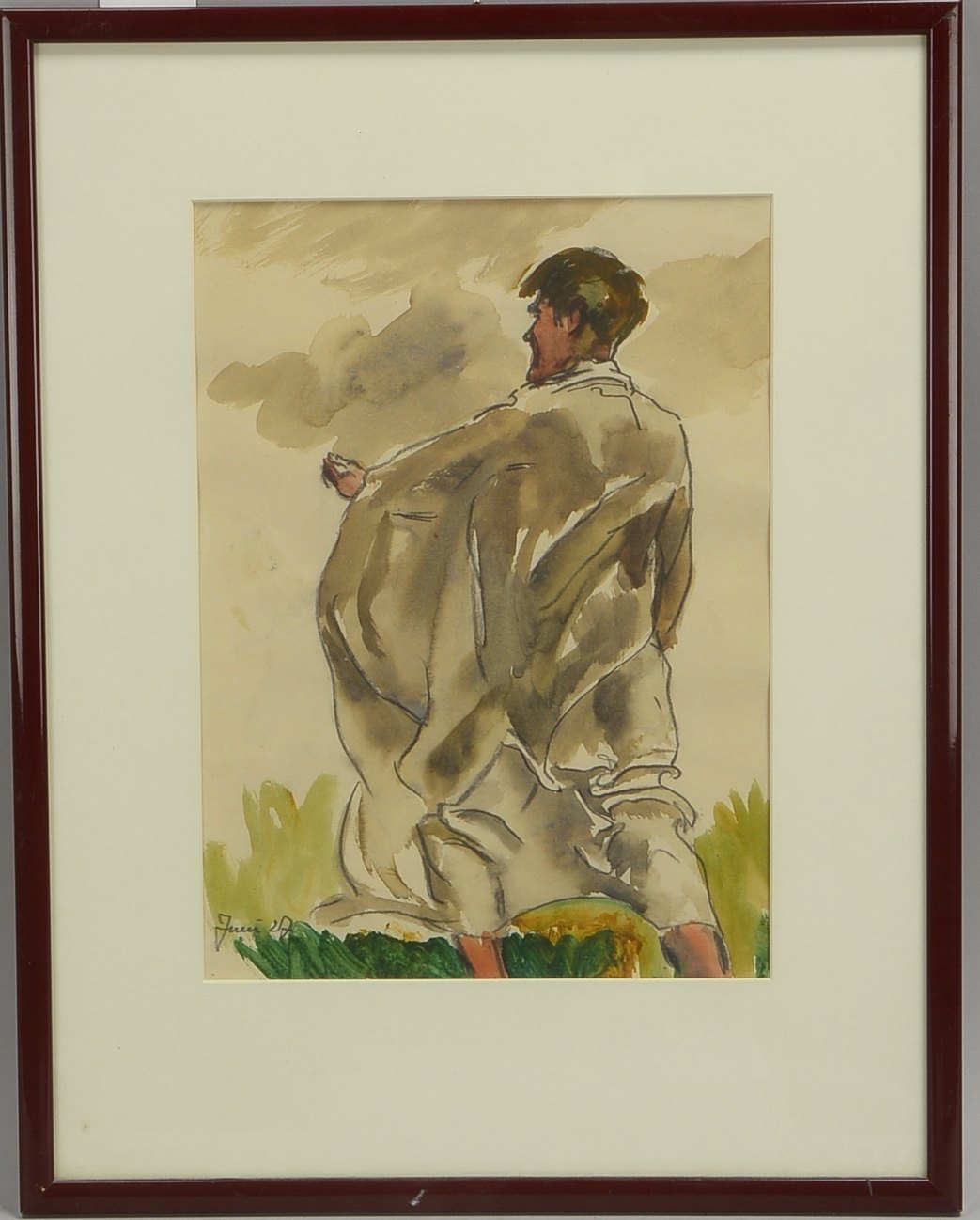 Aquarellierte Bleistiftzeichnung, unsign., dat., hinter Glas; Rahmenmaße 51,5 x 40 cm