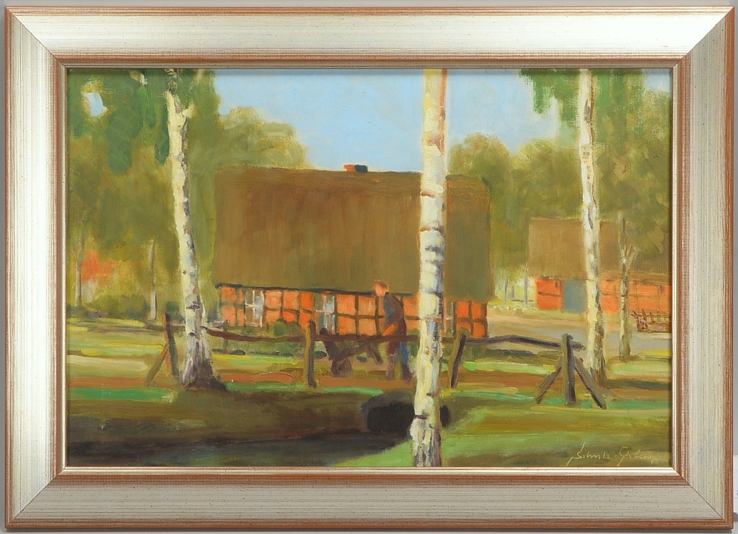Schulz-Goldap, Lothar, 'Worpsweder Bauernkate', Öl/Lw, sign.; Rahmenmaße 38 x 53 cm