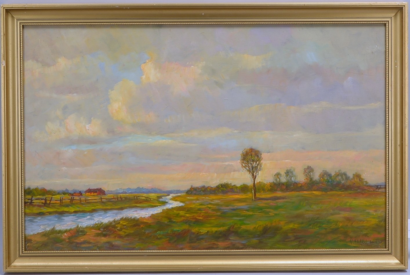Klefenhausen, M.W., 'Sommerlandschaft', Öl/Lw, sign.; Rahmenmaße 57 x 88 cm