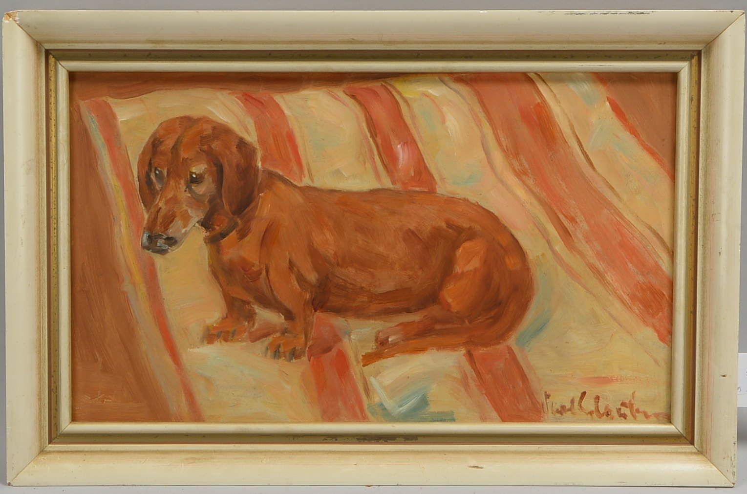 Glauber, Kurt, 'Kurzhaardackel', Öl/Hf, sign.; Rahmenmaße 36 x 56 cm