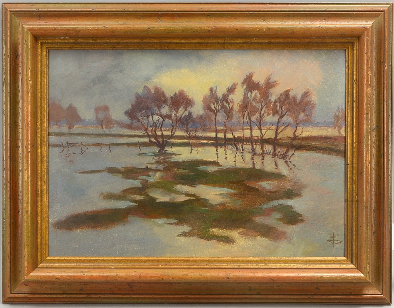 Müller-Celle, Hellmut, 'Überschwemmte Wiesen...', Öl/Mk, monogr.; Rahmenmaße 47 x 61 cm
