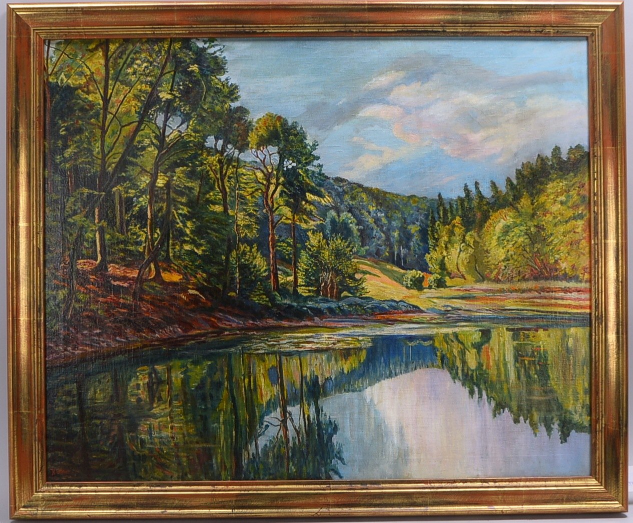 Schnee, H., 'Seenlandschaft', Öl/Lw, sign.; Rahmenmaße 85 x 102 cm