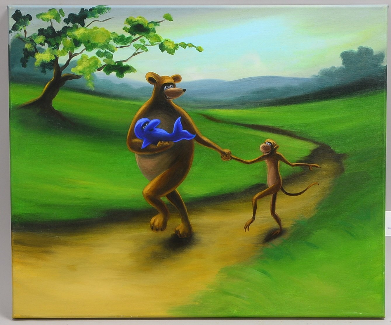 Multimoni, 'Der Spaziergang', Acryl/Lw, verso sign./dat. '2010'; Bildmaße 50 x 60 cm