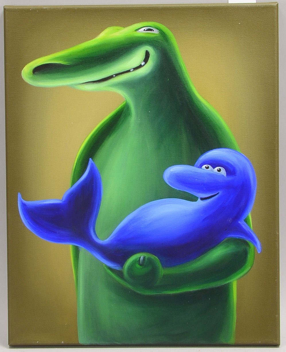 Multimoni, 'Freunde', Acryl/Lw, verso sign./dat. '2010'; Bildmaße 50 x 40 cm