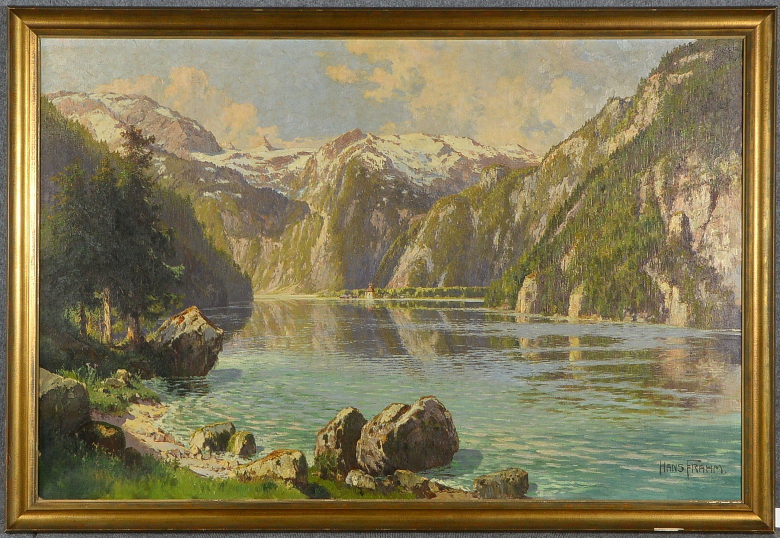 Frahm, Prof. Hans, 'Königssee', Öl/Lw, unten rechts sign.; Rahmenmaße 112 x 164 cm