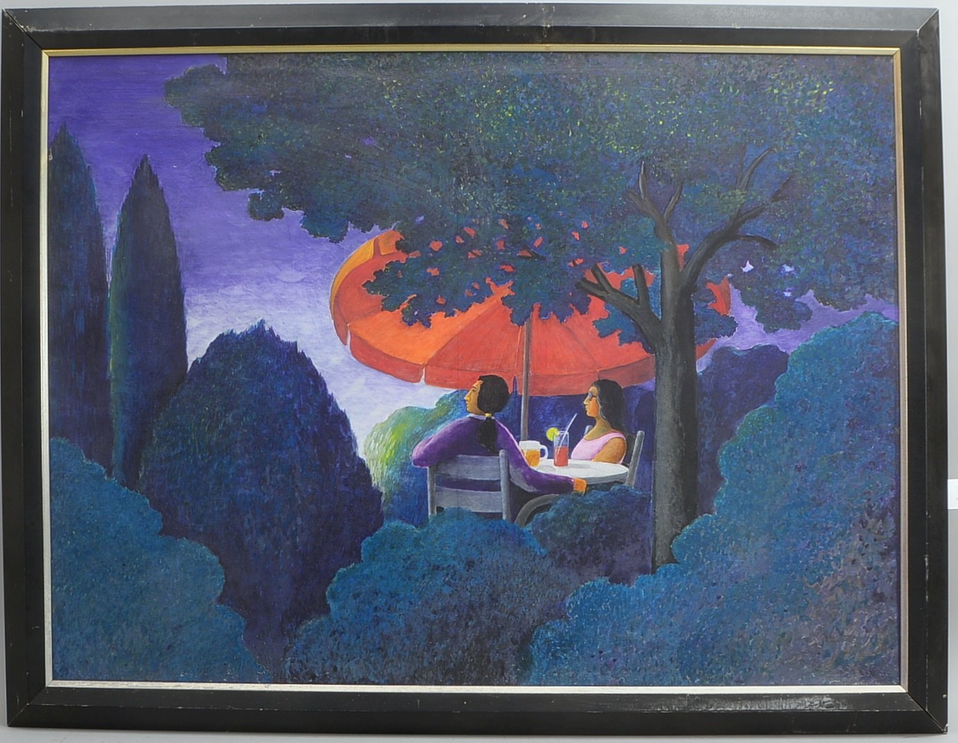 Kühn, V., 'Paar bei Sonnenuntergang', Öl/Lw, verso sign.; Rahmenmaße 100 x 130 cm