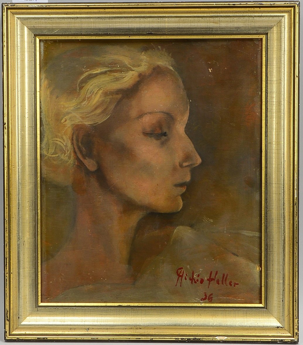 Haller, Chichio, 'Portrait einer Dame des Art déco', Öl auf Holz, sign.; Rahmenmaße 47 x 41 cm