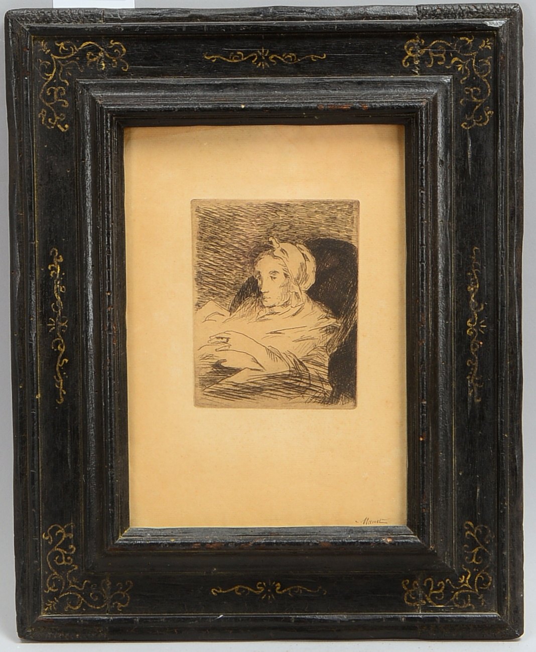 Manet, Edouard, 'La convalescente', Radierung, sign.; Rahmenmaße 39 x 31 cm