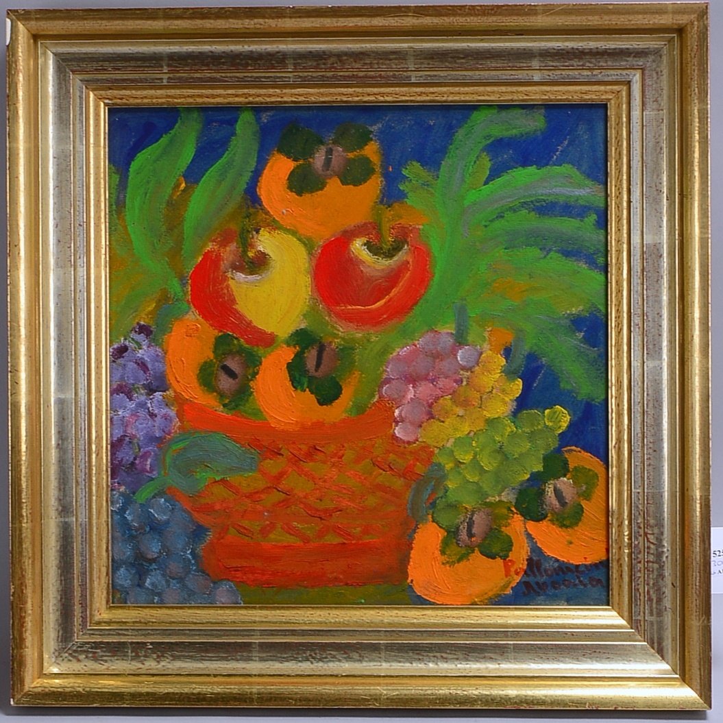 Pallonicini, Avoala(?), 'Früchtekorb', Öl/Mk, sign.; Rahmenmaße 53 x 53 cm