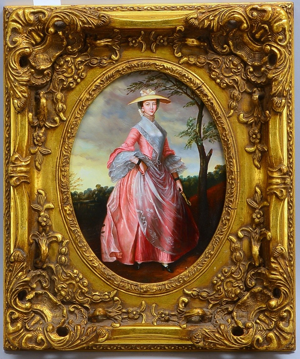 Gemälde, 'Vornehme Dame', Öl/Lw, unsign., ovaler Ausschnitt; Rahmenmaße 62 x 52 cm