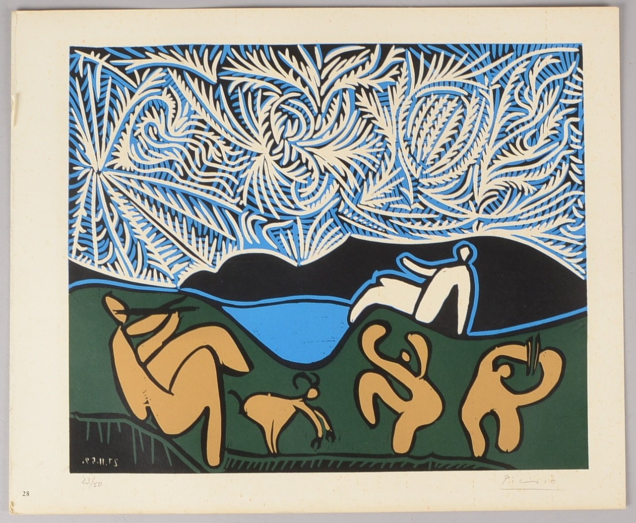 Linolschnitt nach Pablo Picasso, 'Bacchanale', Aufl. '23/50', sign., typogr. numm.