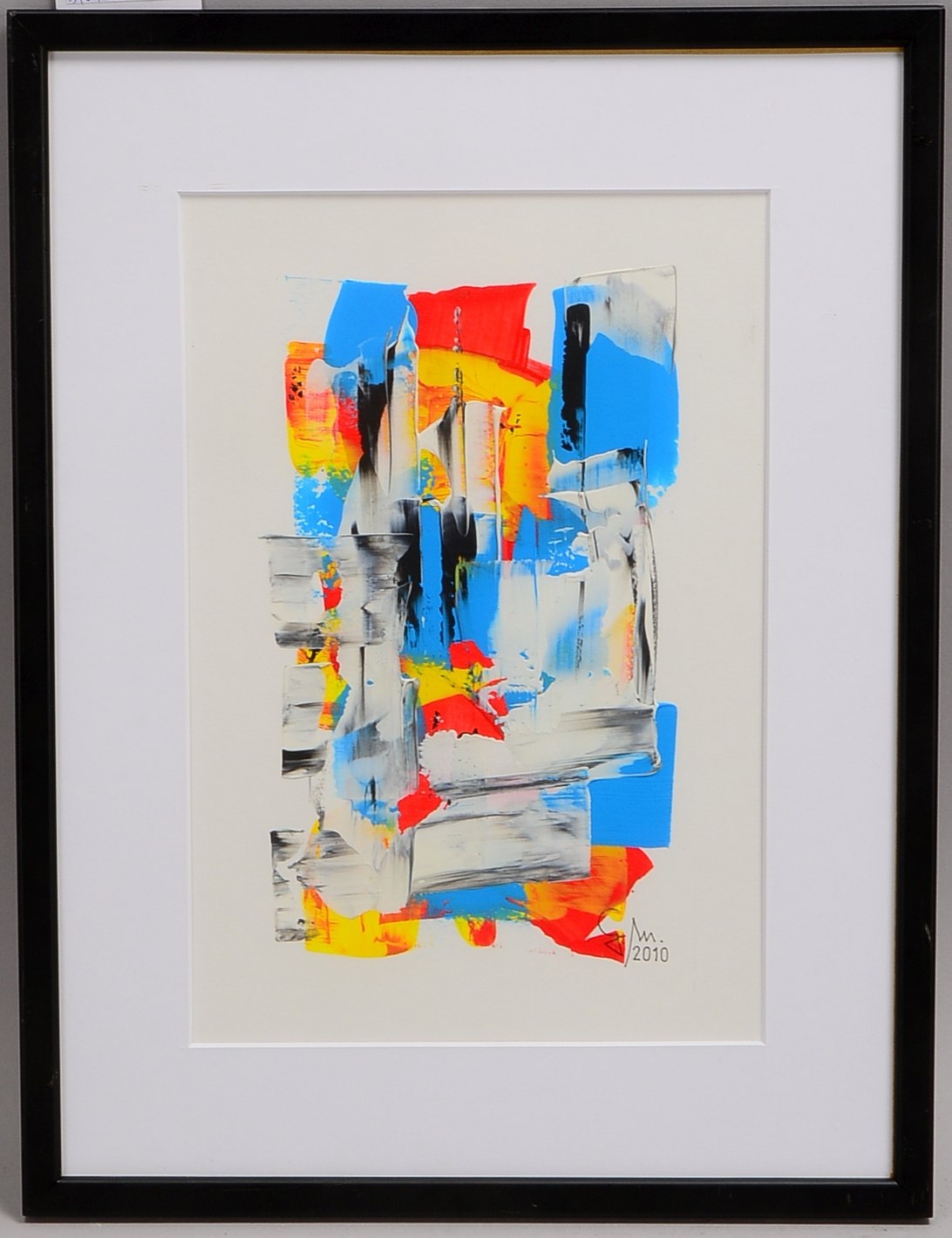 Monogrammist G.M., 'Farbkomposition', Acryl/Papier, monogr./dat.; Rahmenmaße 43 x 32 cm