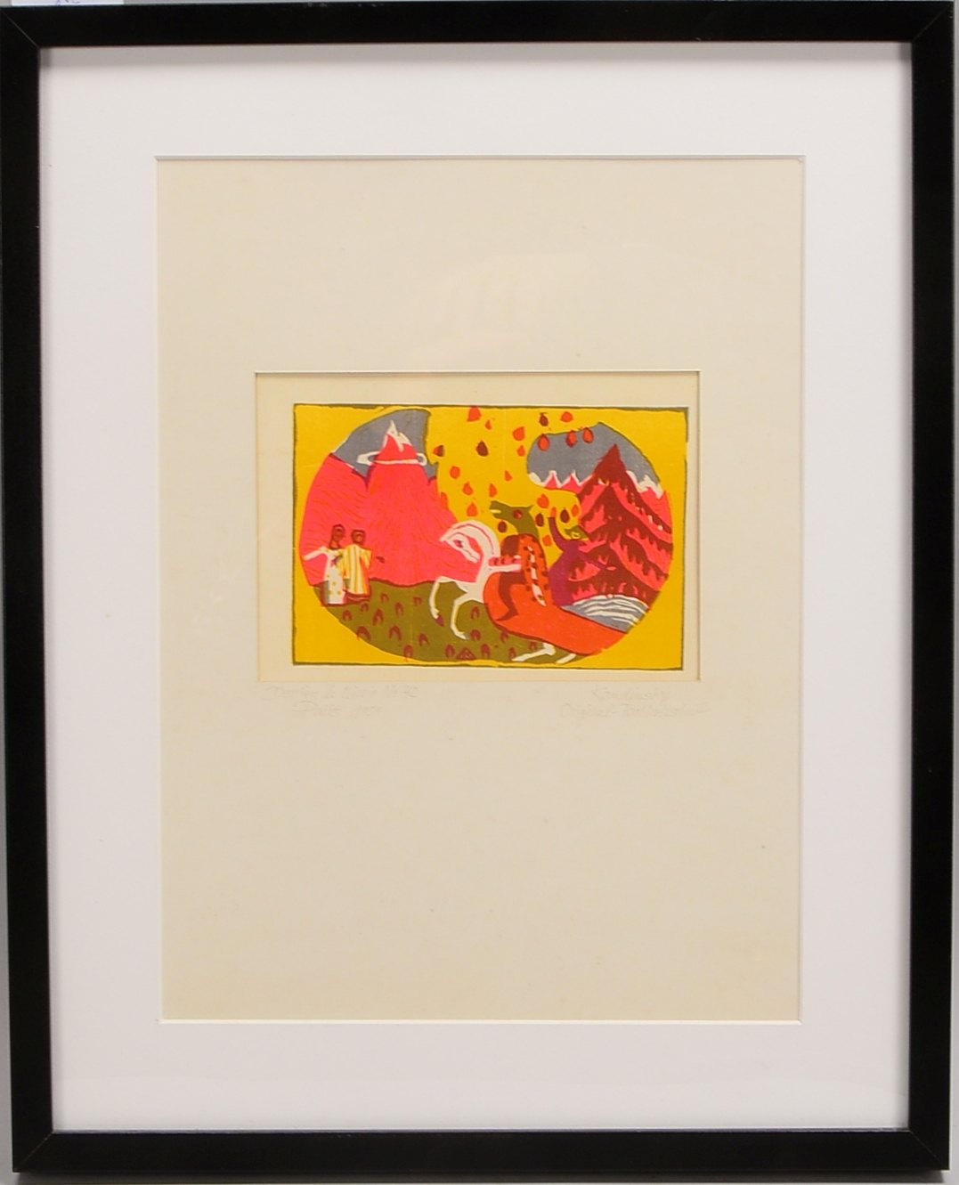 Farbholzschnitt nach Kandinsky, 'O.T.' (Neudruck von orig. Stöcken); Blattmaße 32 x 28 cm