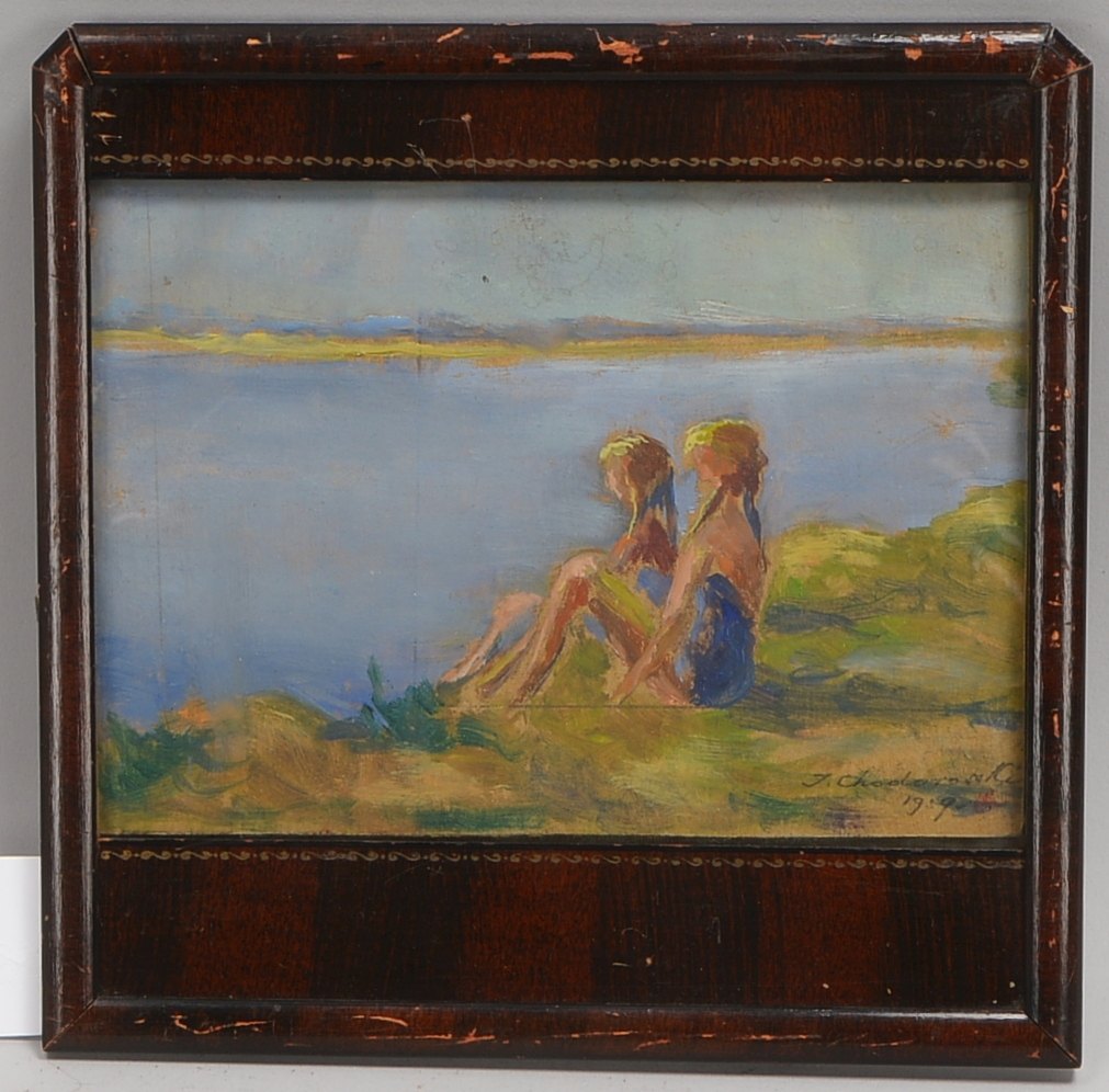 Chodorowski, I., 'Zwei Mädchen...', Gouache/Mp, bleisign./dat.; Bildmaße 16,3 x 20,9 cm