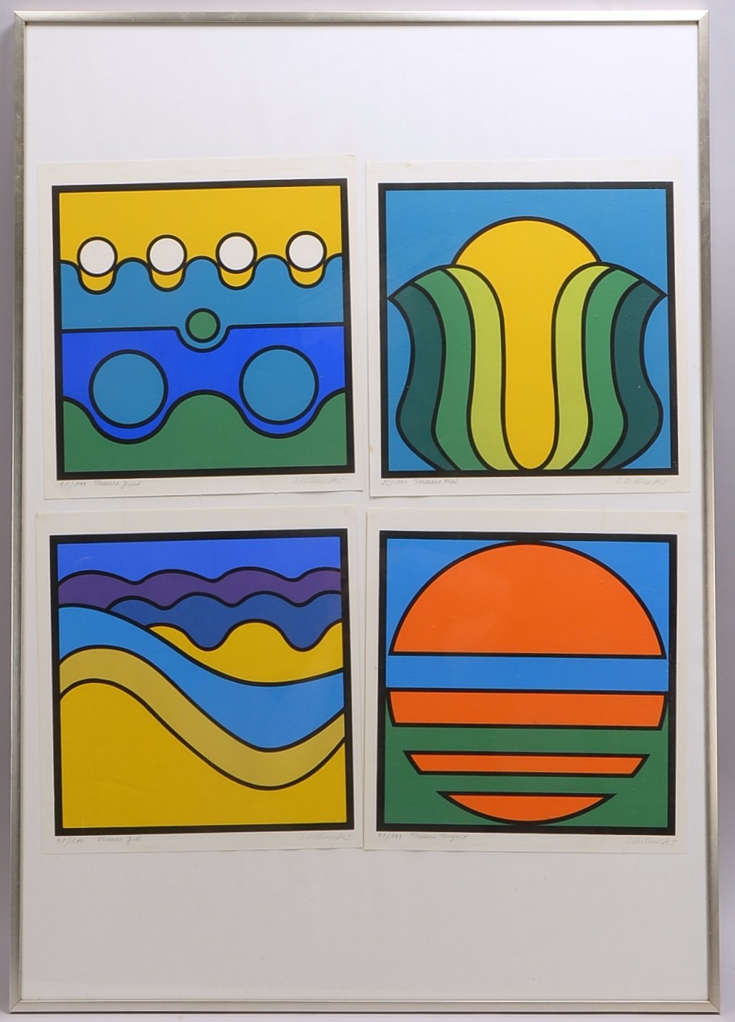 Grafik-Tetrade, 'Thema Mai - Juni - Juli - August', 4x Serigrafien, bleisigniert und bezeichnet