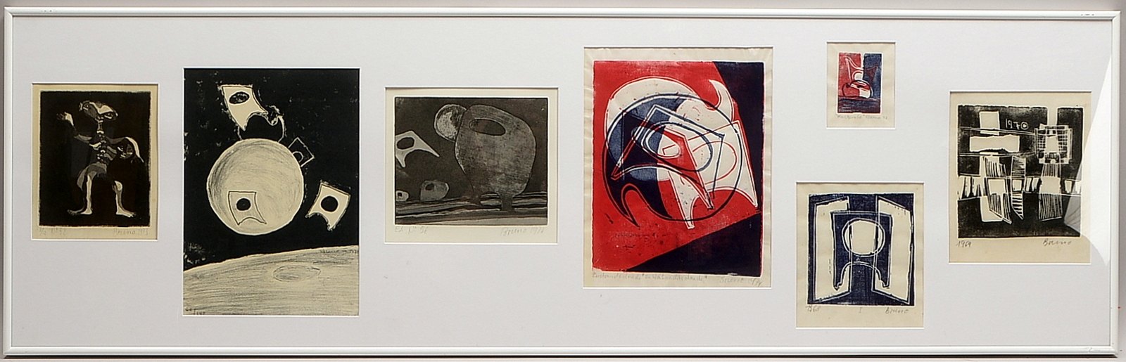 Wurster, Bruno (1939 - 2003, Bern), 7x Farbradierungen/Holzschnitte, signiert und datiert