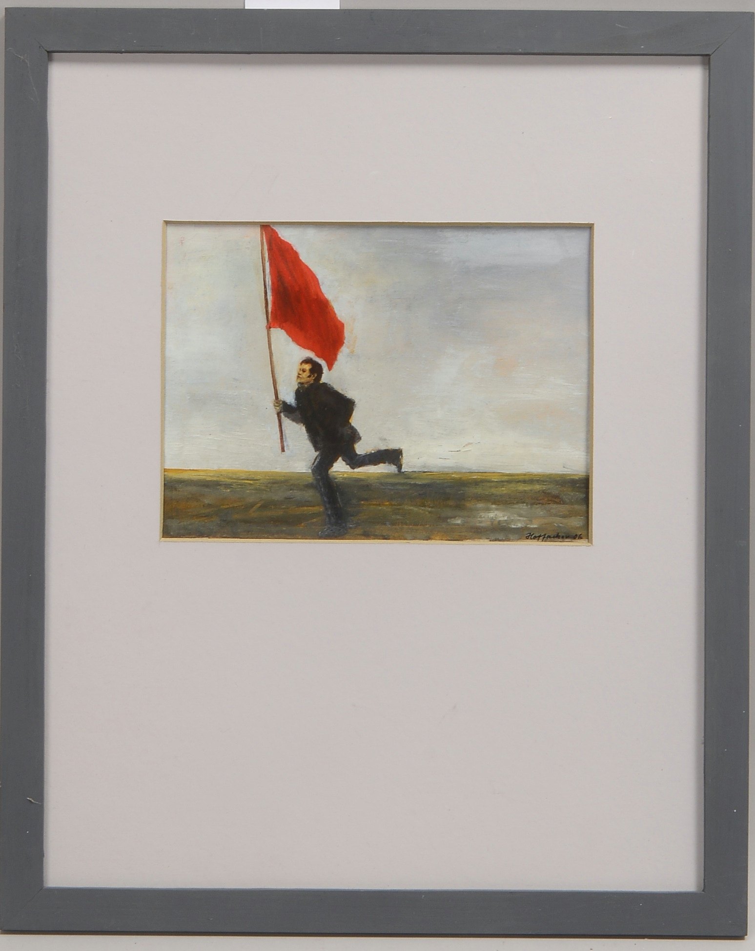 Hoffacker, Werner, 'Die Hoffnung stirbt zuletzt', Öl auf Malkarton/ger., sign./dat. '2006'