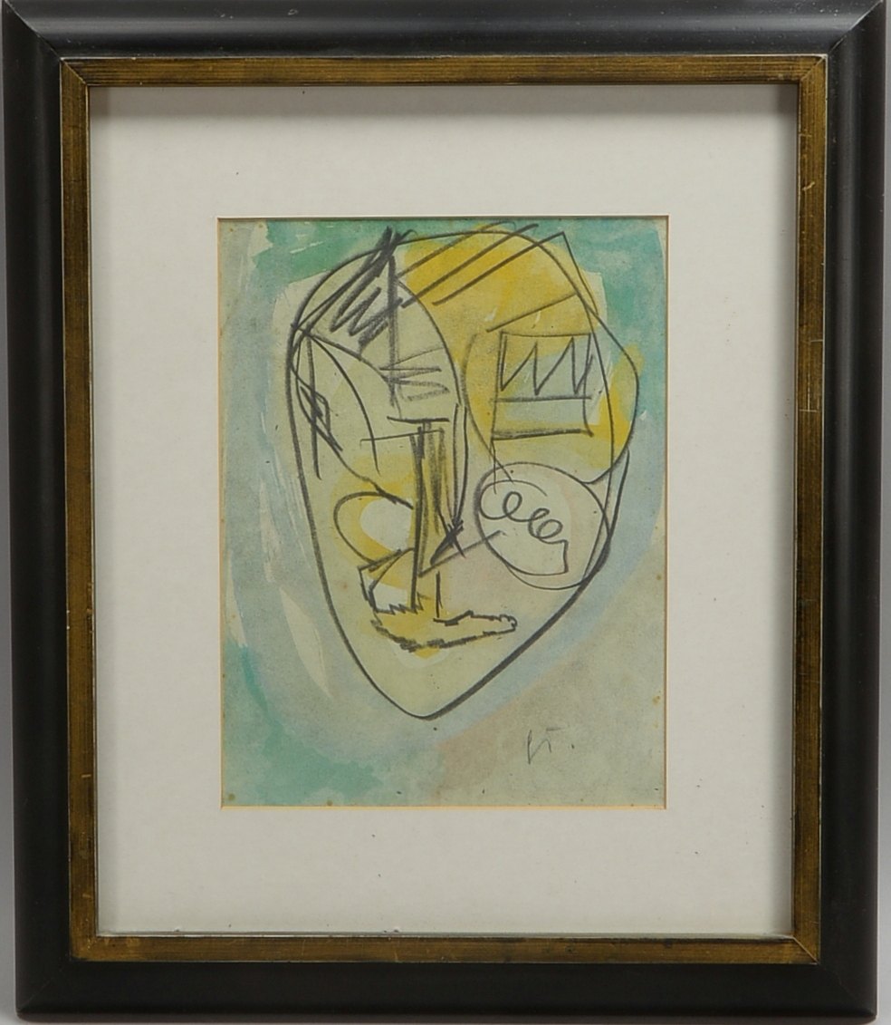 Tollmann, Günter, 'Kopf', Mischtechnik, sign., unter PP hinter Glas; Rahmenmaße 54 x 46 cm