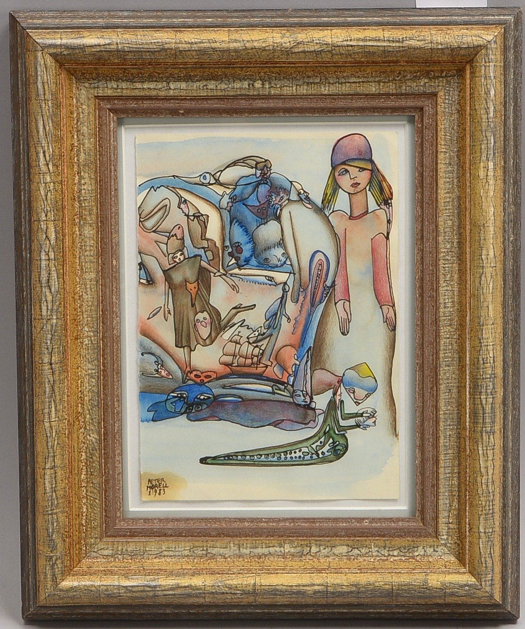 Morell, Pit, 'Surreale Darstellung', Mischtechnik, unten links signiert, datiert '1983', hinter Glas