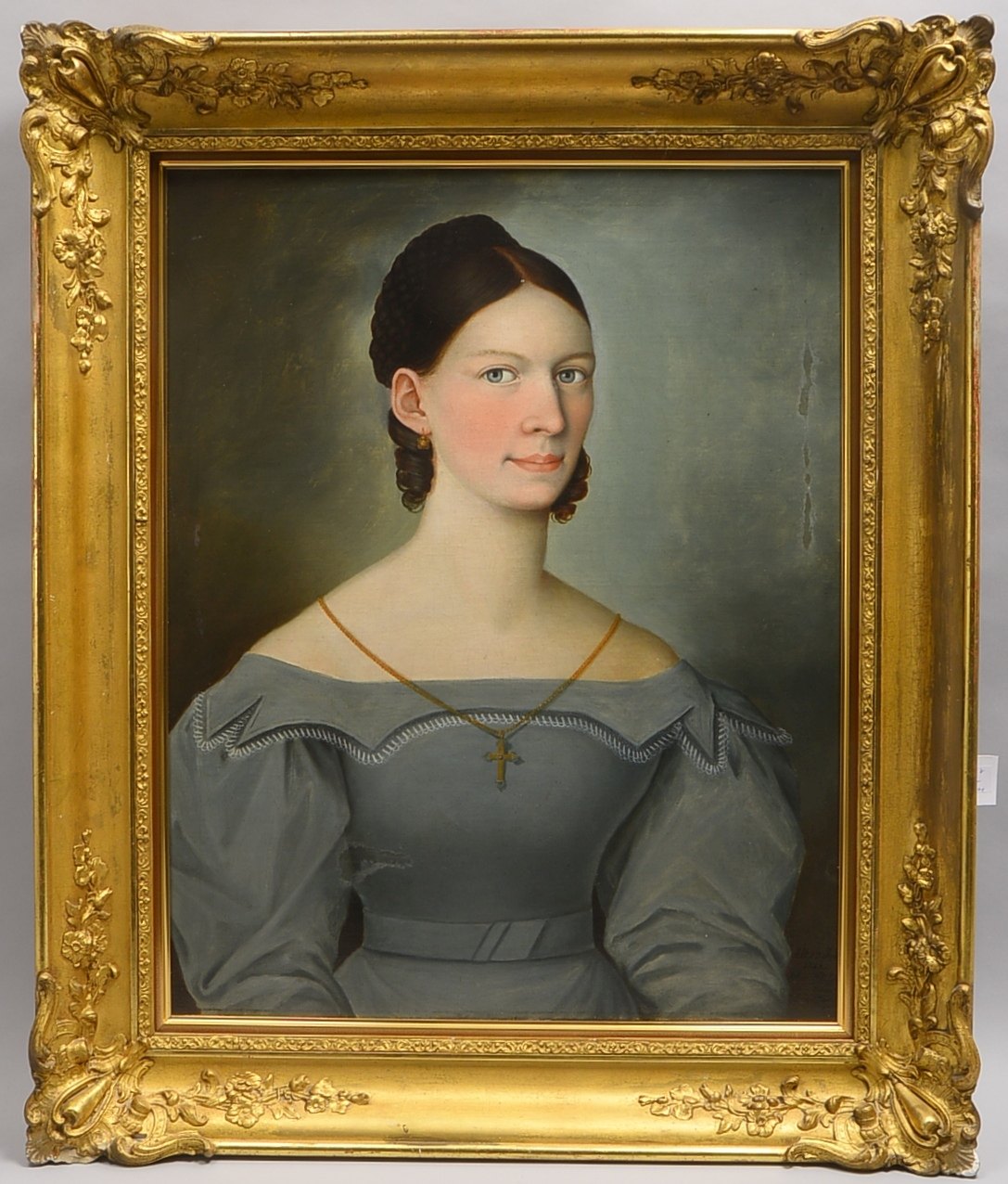Gemälde, 'Biedermeier-Portrait...', Öl auf Lw/doubliert, dat./bez., im Prunkrahmen