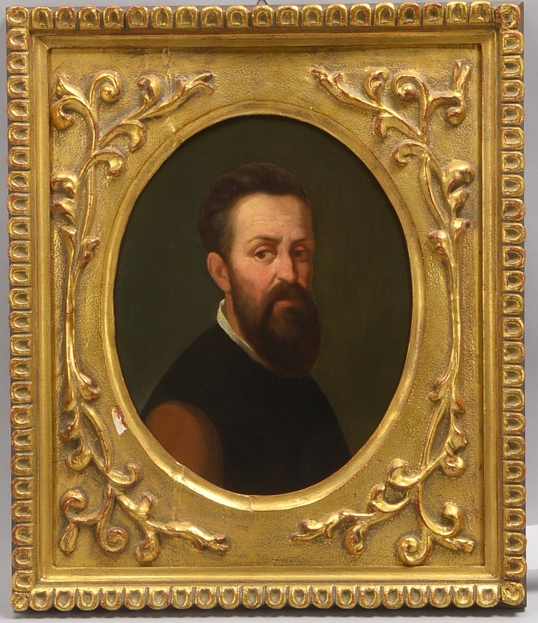Gemälde, 'Portrait eines Bärtigen', Öl auf Holz/oval ger,, unsign., verso bez. 'H. Cannon'