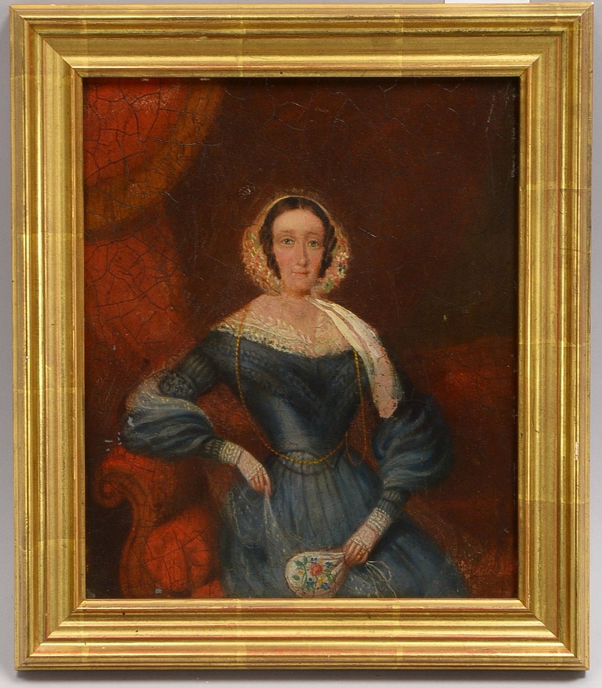 Gemälde, 'Biedermeier-Damenportrait', Öl auf Holz/ger., unsign.; Bildmaße 25 x 30 cm