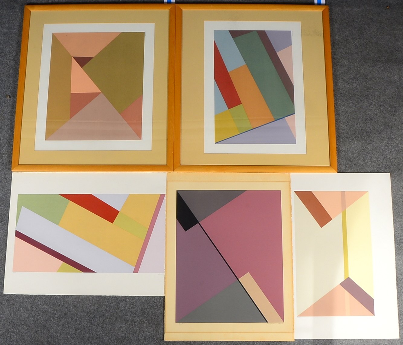 Heurtaux, André (1898 - 1983), Mappe/5x Farbserigrafien, 'Geometr. Entwürfe'