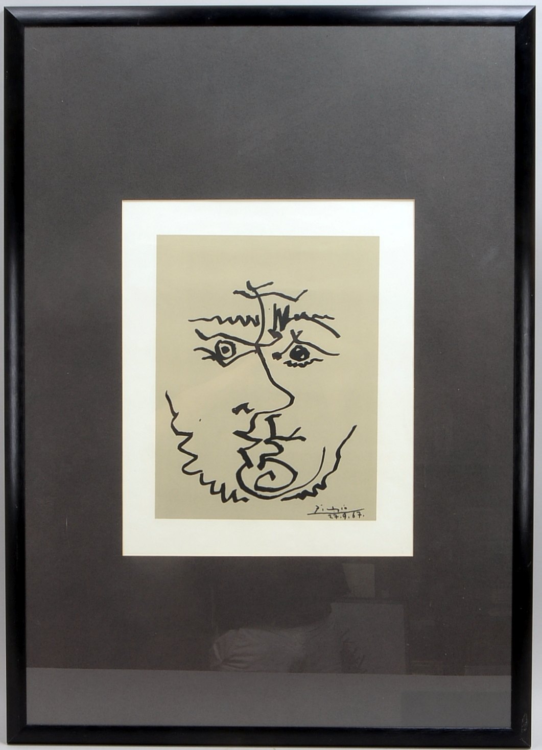 Picasso, Pablo (1881 Malaga - 1973 Mougins), 'Visage', Druckgrafik, hinter Glas