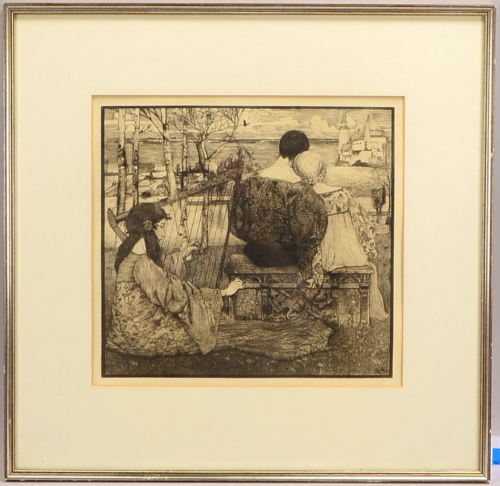 Vogeler, Heinrich (1872 - 1942), 'Liebe', in der Platte monogr., unter PP hinter Glas