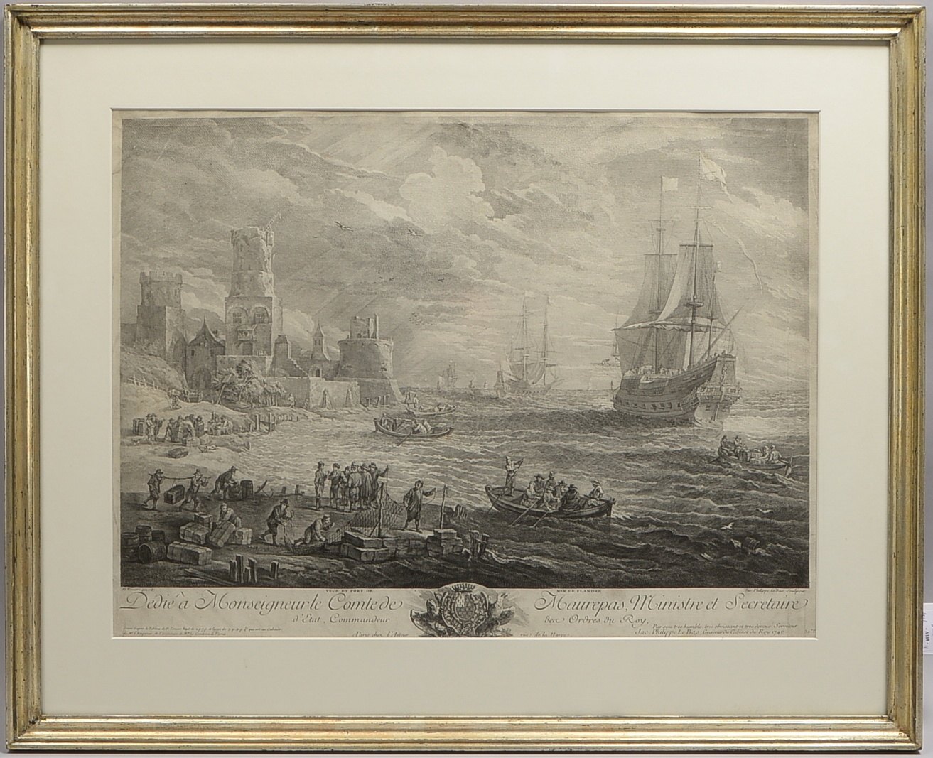 LeBas, Jacques-Philippe (n. David Teniers), 'Hafenansicht von Flandern', Kupferstich