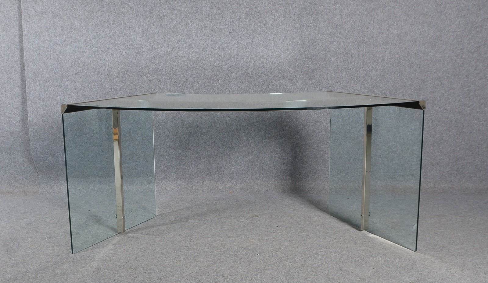 Gallotti & Radice, Glasschreibtisch, 'President Junior', Chromgestell/Starkglas
