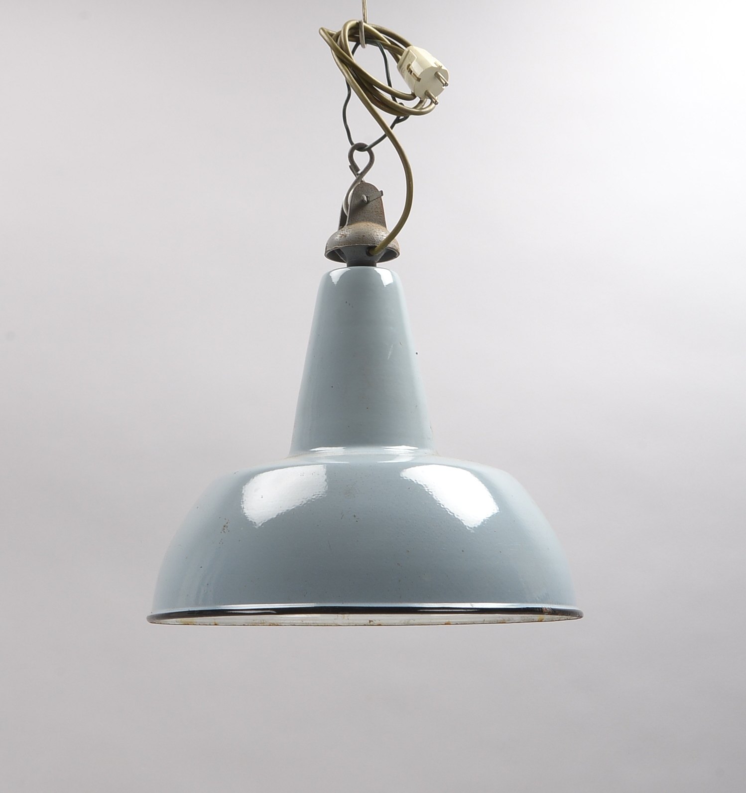 Deckenlampe, Industriedesign, petrol-grün/blaugrau emaill. - schwere Ausf.; Ø 40 cm