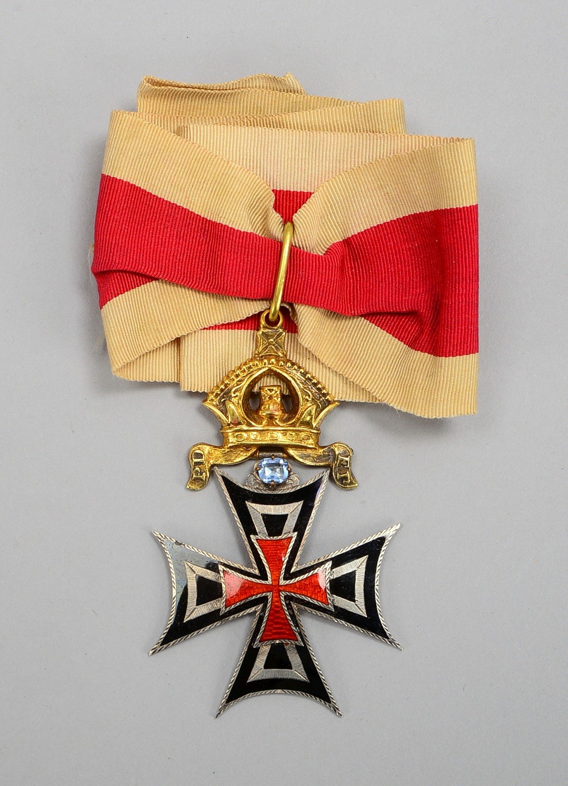 'Orden der Tempelritter (Templer)', 2-tlg. Ausf. in Silber/partiell verg. und emaill. - selten!