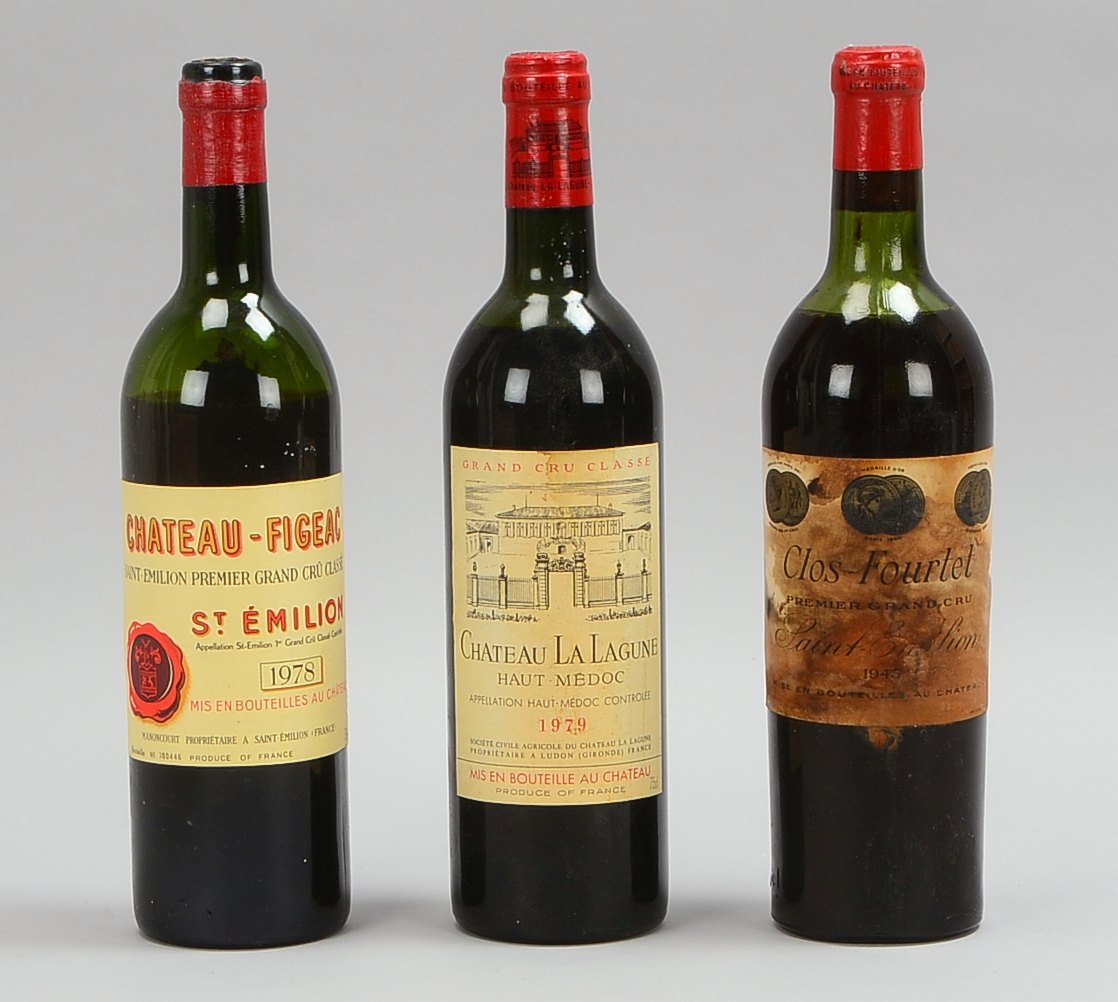 Sammler-Rotweine (Frankreich), 3 Flaschen, untersch. Jg. (1945 - 1979); 0,75 l