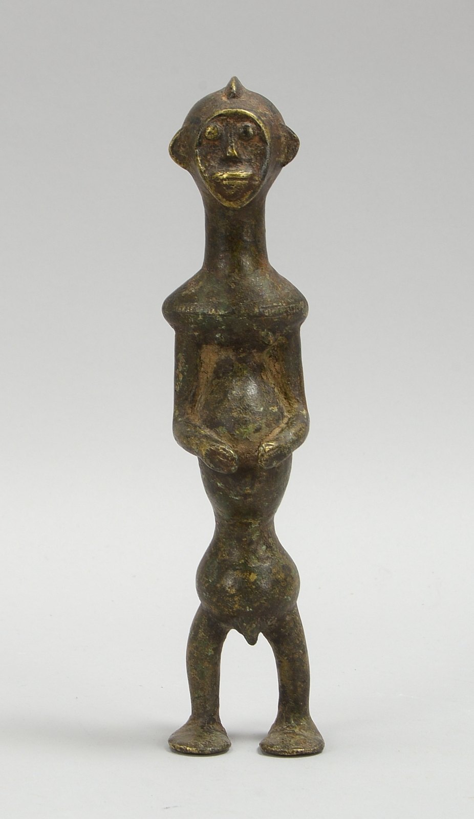 Bronzeskulptur (Benin), 'Männerfigur' - markante Schulter-/Hüftpartie; Höhe 24,5 cm