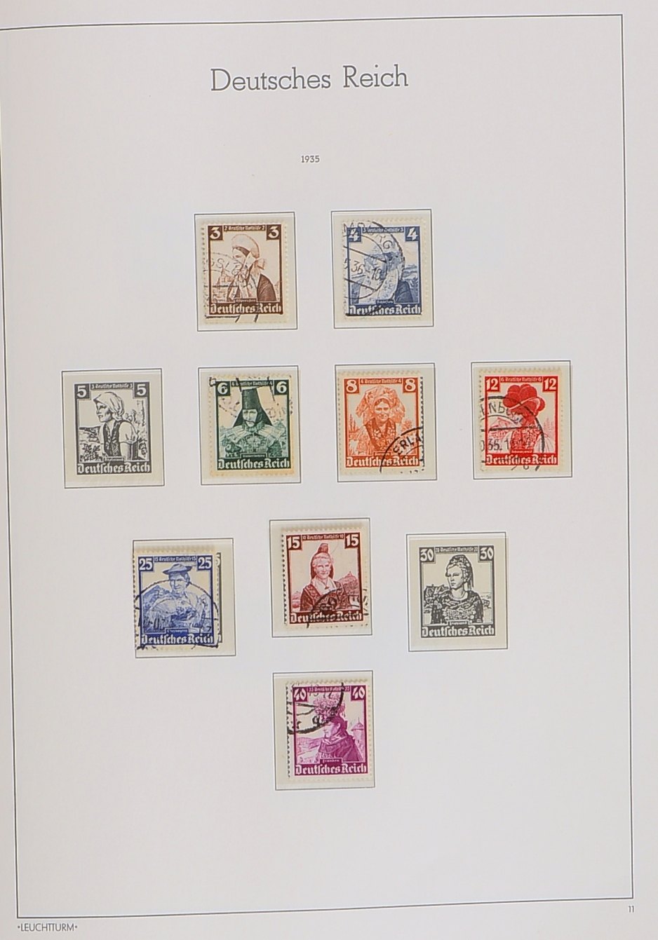 Briefmarken. ('III. Reich'): postfrisch und gest. - im Leuchtturm-Falzlos-Album gesammelt