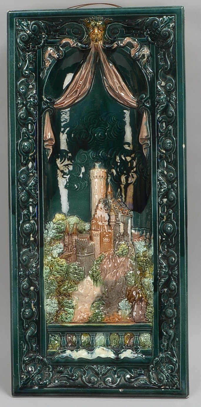 Teichert-Werke/Meissen, Ofenkachel, Steinzeug glasiert, mit figürl. Reliefdekor