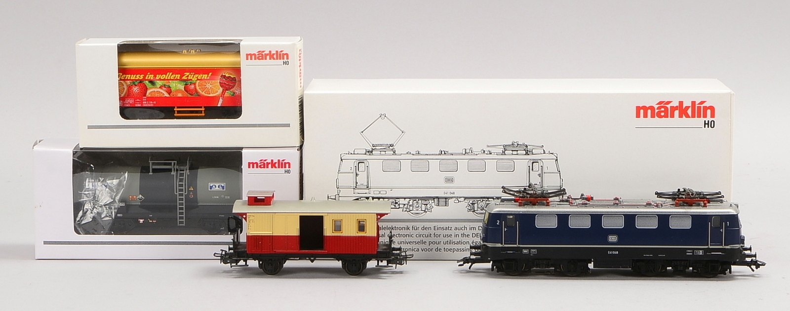 Märklin 'H0', Nr. '30345': 'E-Lok der DB', mit 3x Waggons/versch. Ausf. - in OVP
