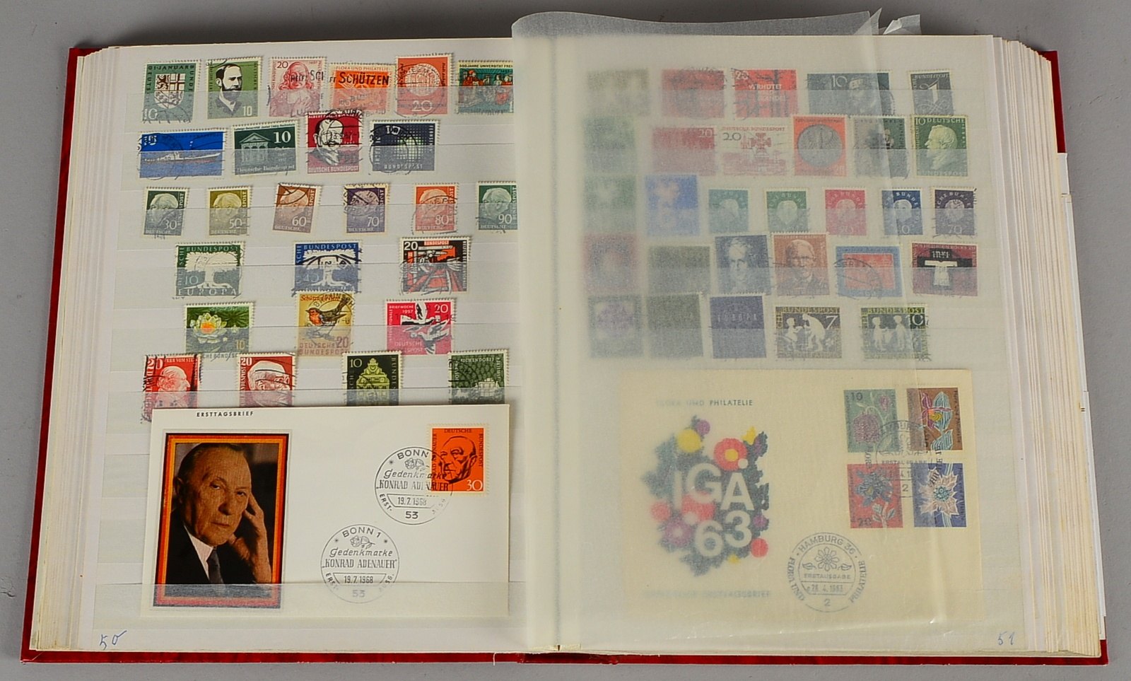 Briefmarken (Vermischtes): 'Saarland', 'Bayern', Anf. 'Deutsches Reich', 'BRD' - im Album