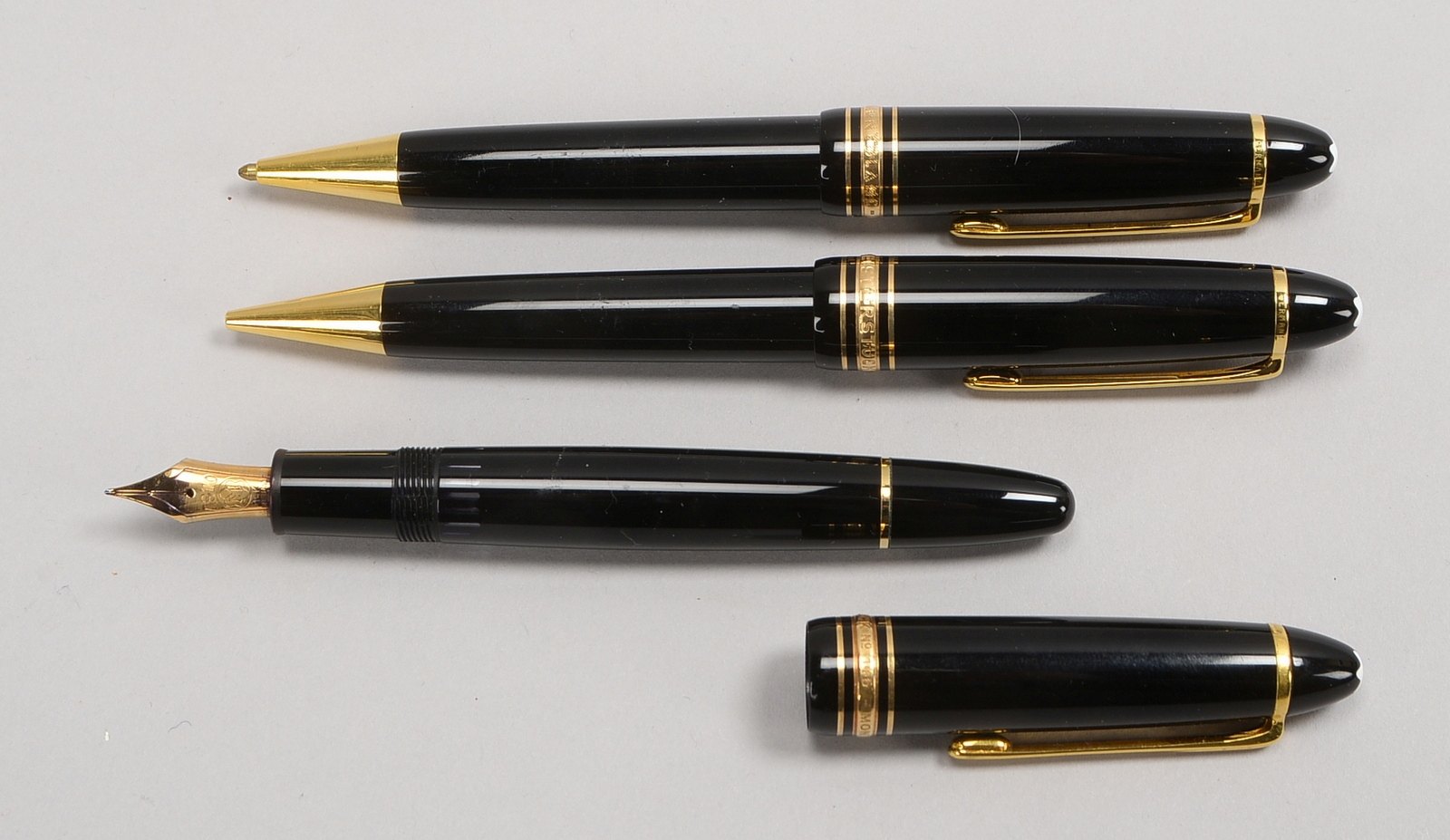 3-tlg. Schreibset, Montblanc 'Meisterstücke': Füllfederhalter, Kuli und Bleistift, im Etui