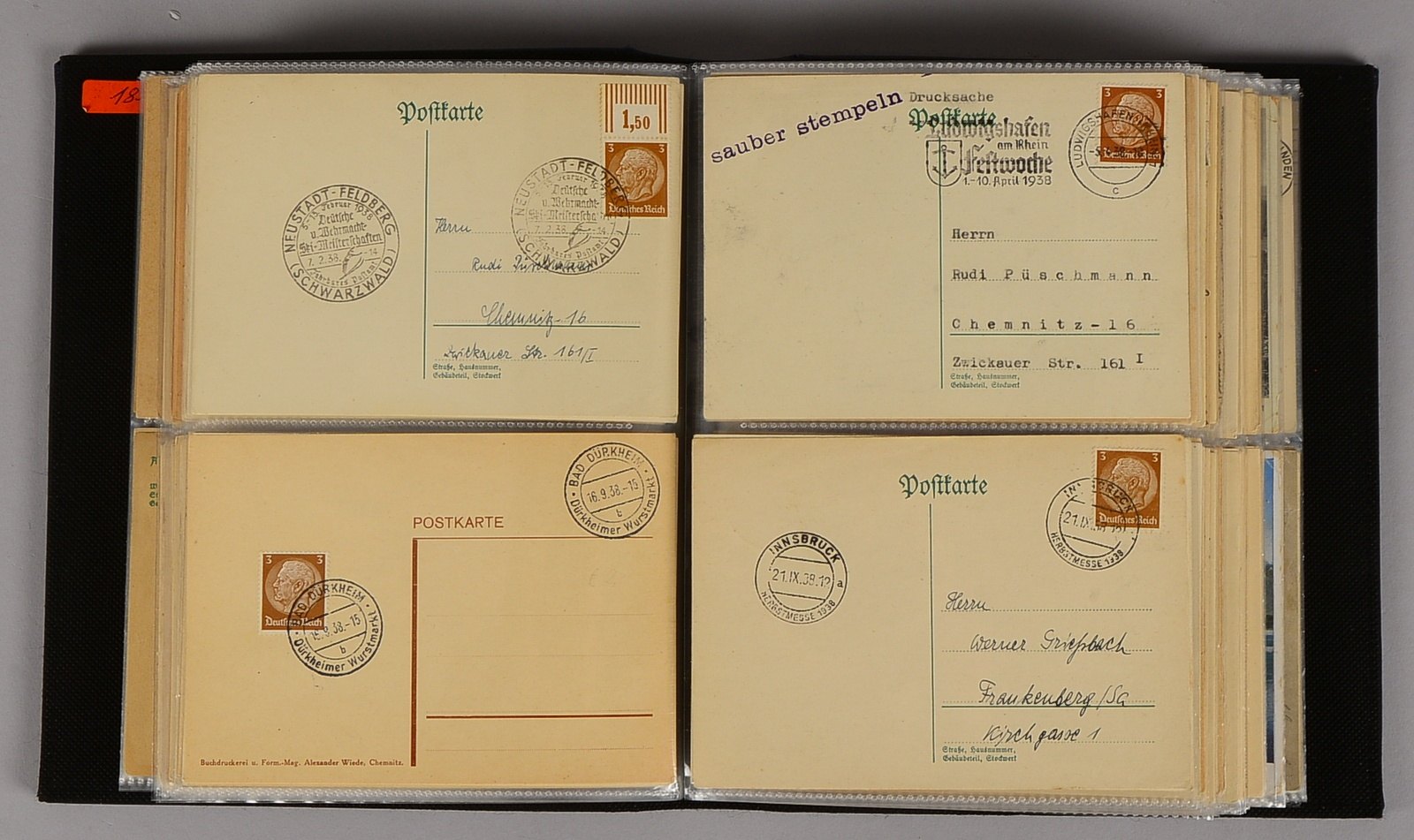 Postkarten ('Deutsches Reich'), Karten gelaufen und ungelaufen, 185 Stück - im Album